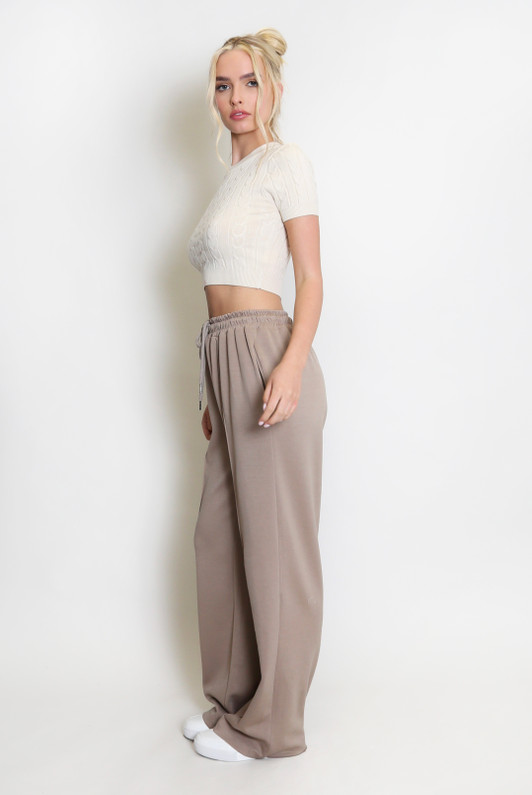 elastic waist wide leg joggers