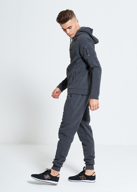 Charcoal Grey Slim Fit Full Zip Tracksuit