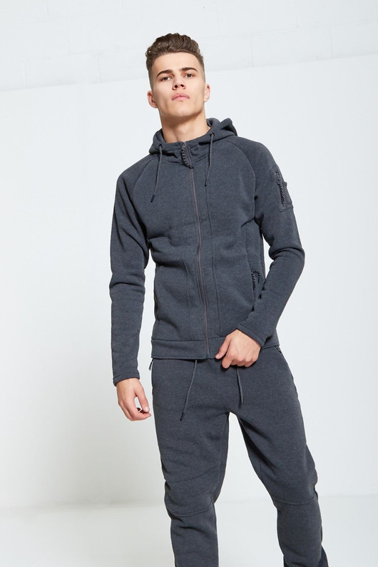 Charcoal Grey Slim Fit Full Zip Tracksuit