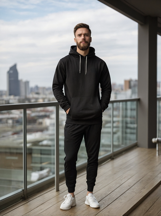 Plain Black Fleece Tracksuit