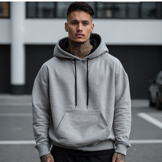 Grey Active Loose Fit Hoodie