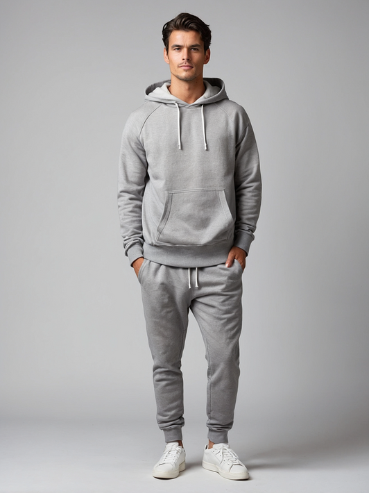 Grey Hooded Fleece Tracksuit