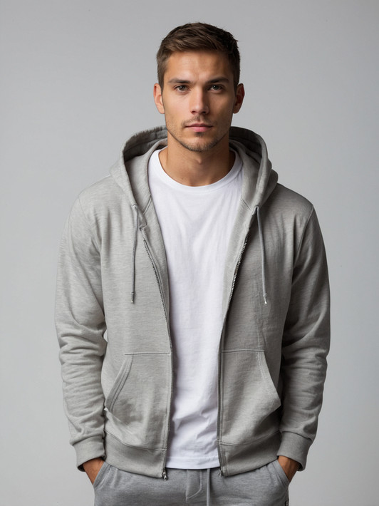 Grey Zipper Hoodie
