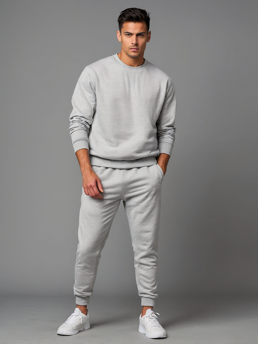 Day To Day Oversized Full Tracksuit - Grey Marl