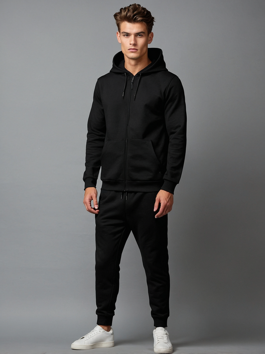 Black tracksuit with zipper