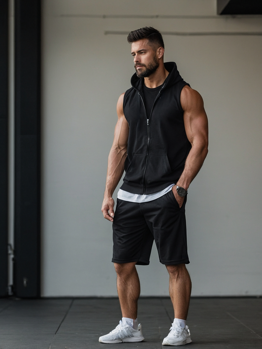 Black Sleeveless Tracksuit
