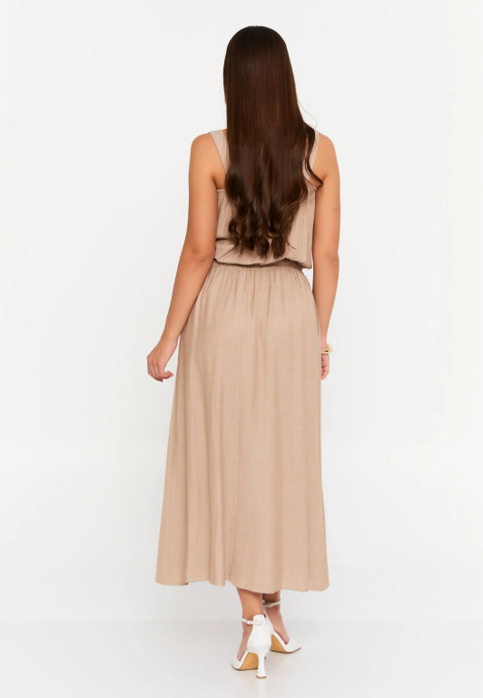 Sleeveless Midi Linen Flap Dress