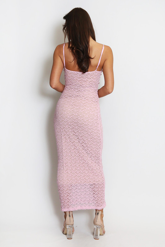 Pink Lace Maxi Dress