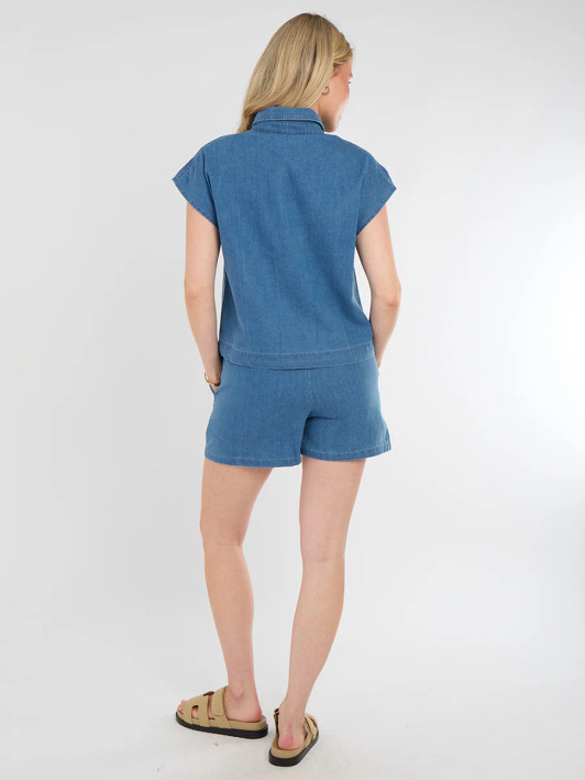 Chambray Denim Top and Shorts Co-ord