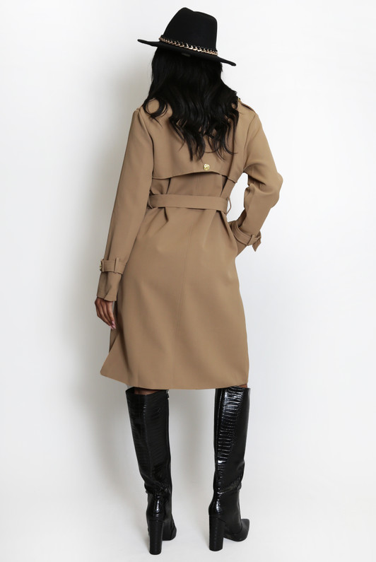 Camel Double Breasted Trench Coat