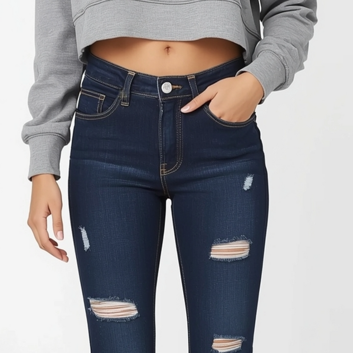Dark Blue Stretch Flare Jeans