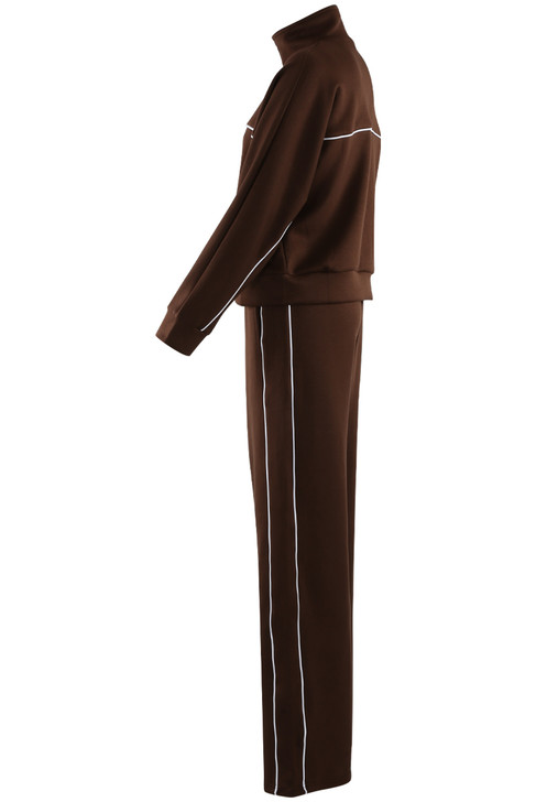 Contrast Piping Zip Jacket and Trouser Co Ord