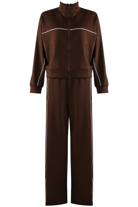 Contrast Piping Zip Jacket and Trouser Co Ord