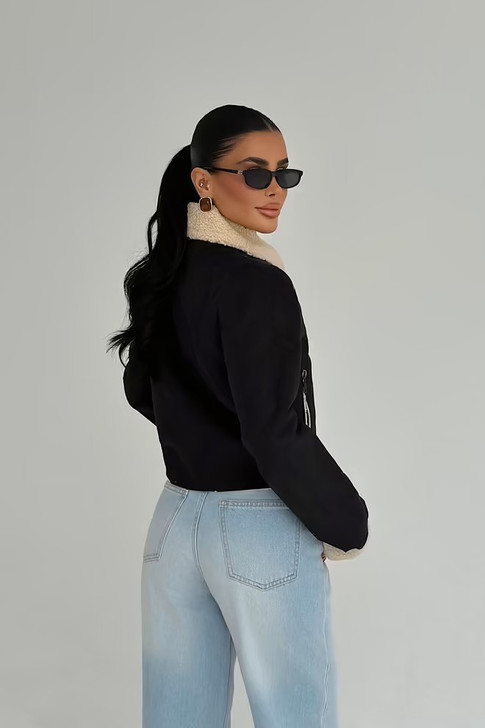 Black Jacket with Teddy Fleece Collar