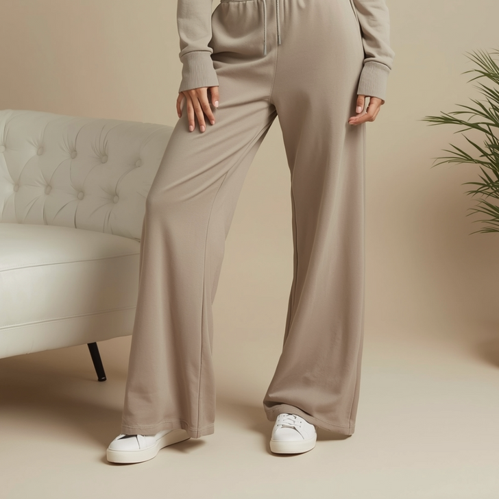 Sweatshirt and Wide Leg Set in Stone