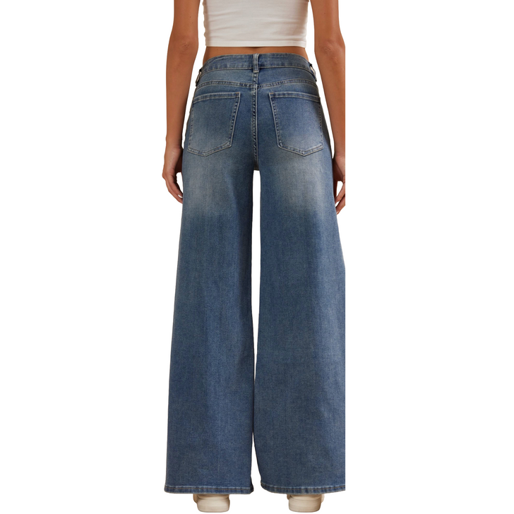 Super Wide Leg Jeans - Mid Blue