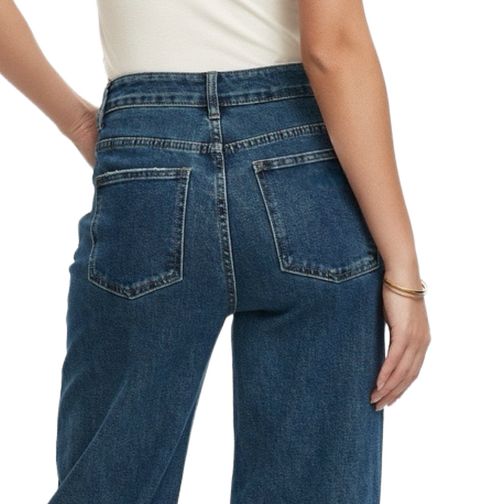 Straight Wide Leg Denim Blue Jeans