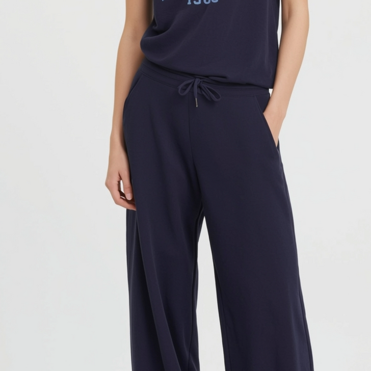 Navy Wide-Leg Sweatpants