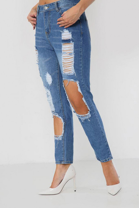 Distressed Slash Ripped Jeans
