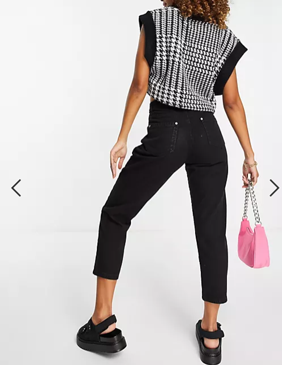 High Waisted Black Ripped Mom Jeans