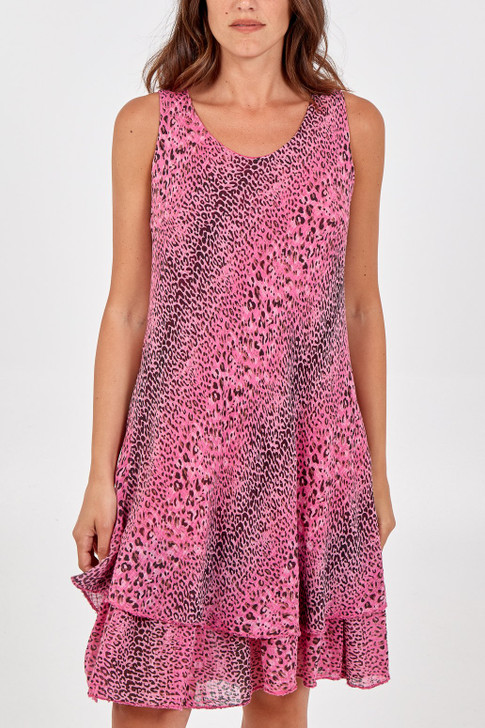 Leopard Print Layered Mini Dress