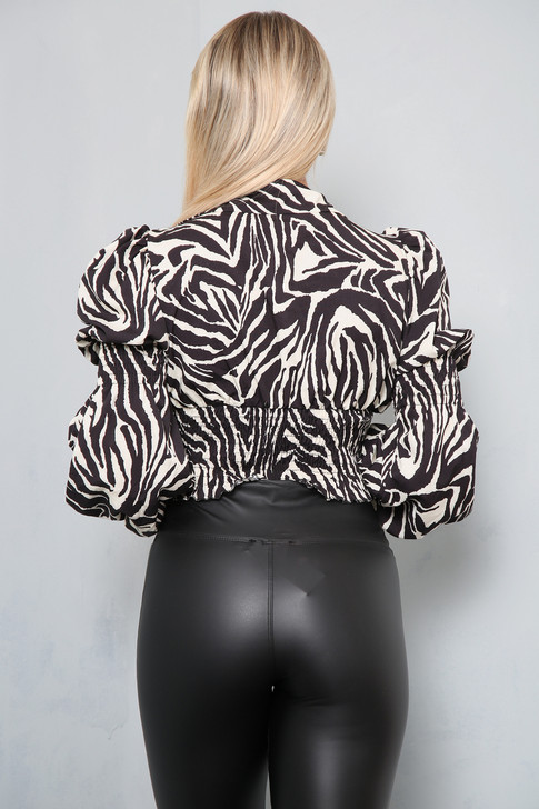 Zebra Print Cropped Blouse Zebra Print Cropped Blouse