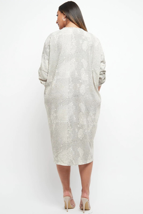 Snake Print Twisted Front Midi Dress - back
