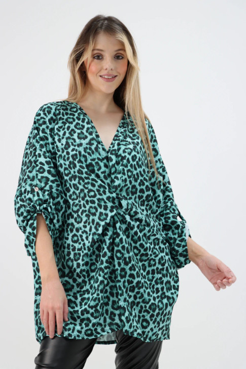 Oversized Leopard Animal Print Top