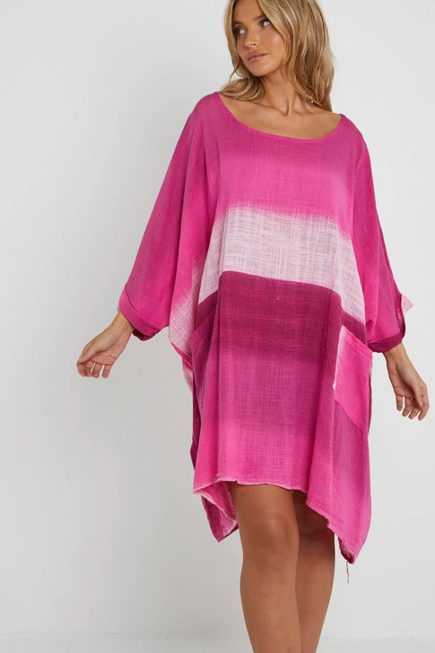 Women's Fuchsia Cotton Boxy Tunic