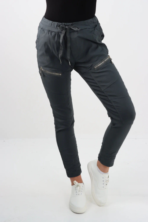 Dark Grey Zipped Pocket Magic Trousers