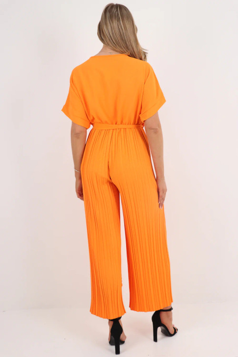 Wrap Over Pleated Jumpsuit
