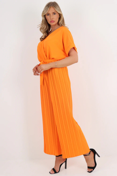Wrap Over Pleated Jumpsuit