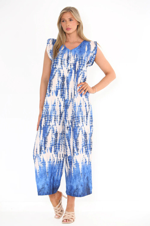 Frill Sleeve Tie Dye Jumpsuit