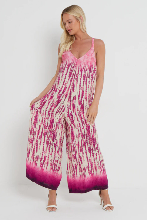Tie Dye Jumpsuit -  Fuchsia