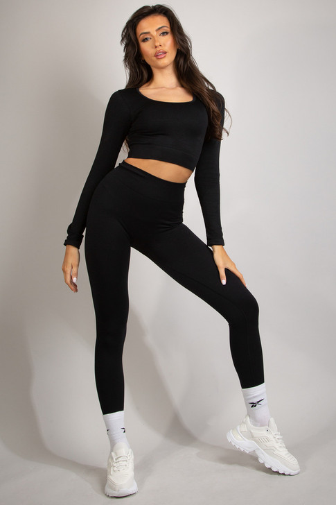 Black Ribbed High Waisted Leggings