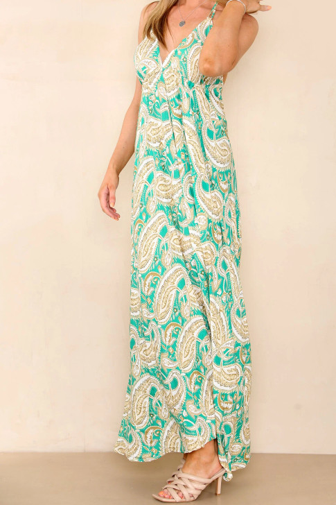 Paisley Print Strappy Maxi Dress
