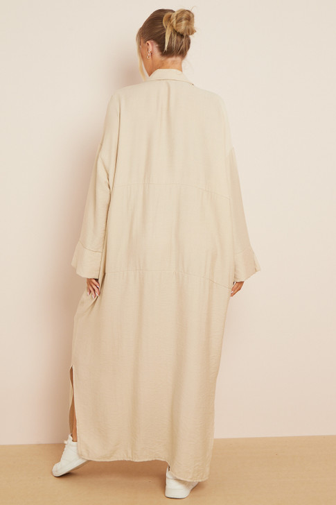 loose fit long maxi shirt dress
