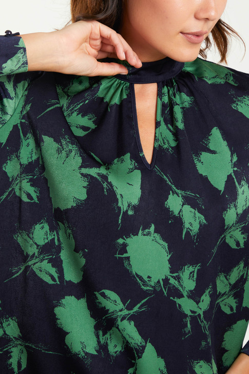 Green Floral High Neck Shift Dress