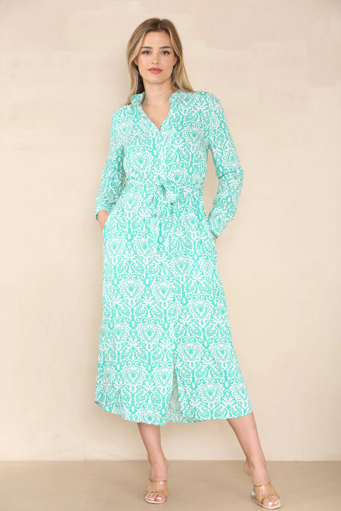 Damask Print Midaxi Dress