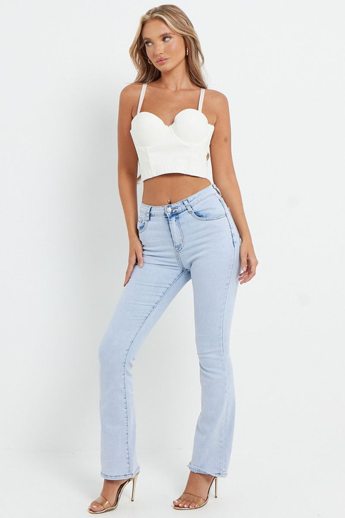Faux Leather Cupped Crop Top