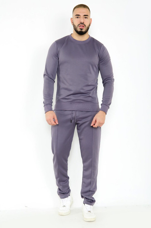 Basic Crew Neck Sweatshirt Tracksuit Grey