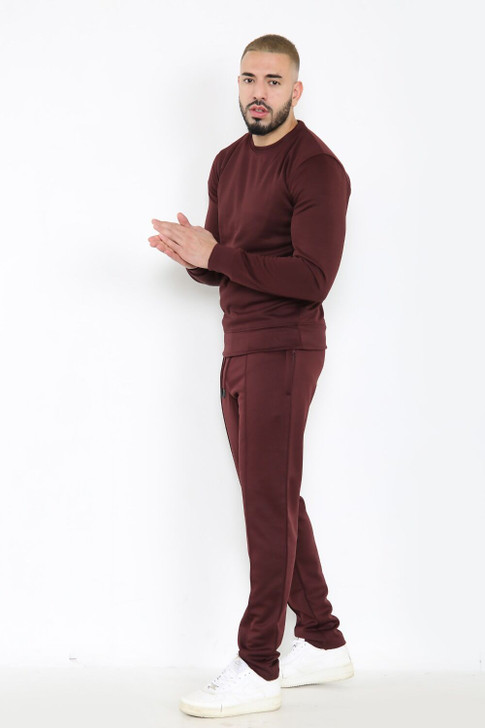 Basic Crew Neck Sweatshirt Tracksuit brown