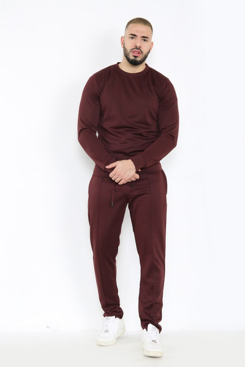 Basic Crew Neck Sweatshirt Tracksuit brown