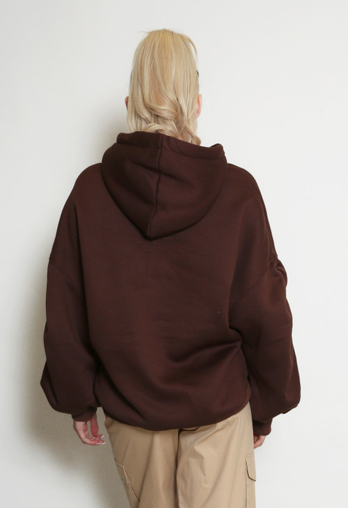 Brown Ruched Sleeve Hoodie
