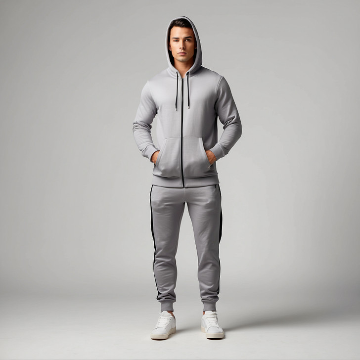 Light Grey Mens Tracksuit Set