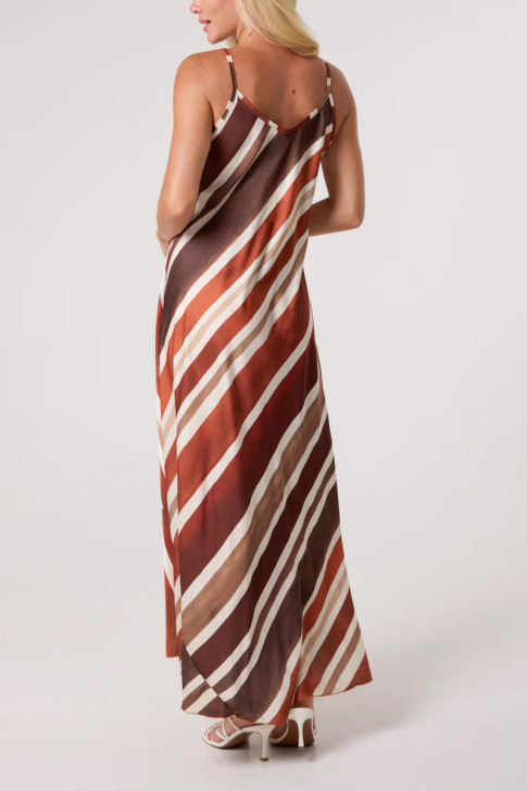 Stripe Satin Maxi Dress