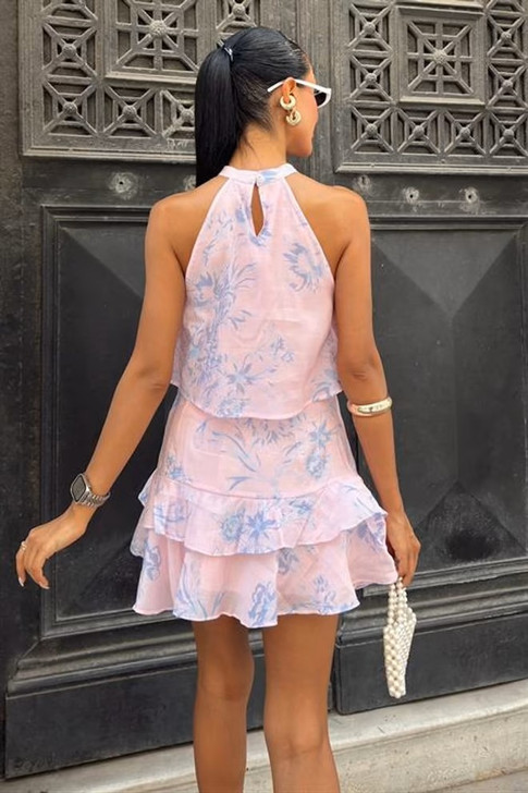 Pink Floral Floaty Mini Skirt Co Ord