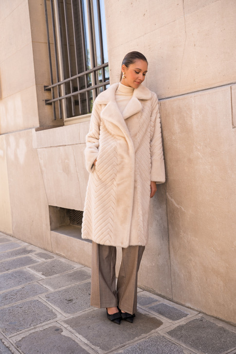 Beige Long Faux Fur Coat