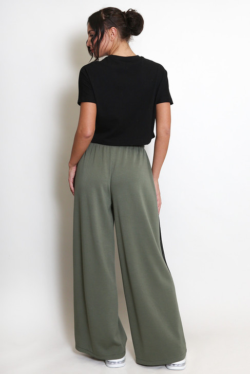 Casual Wide Leg Stripe Pants