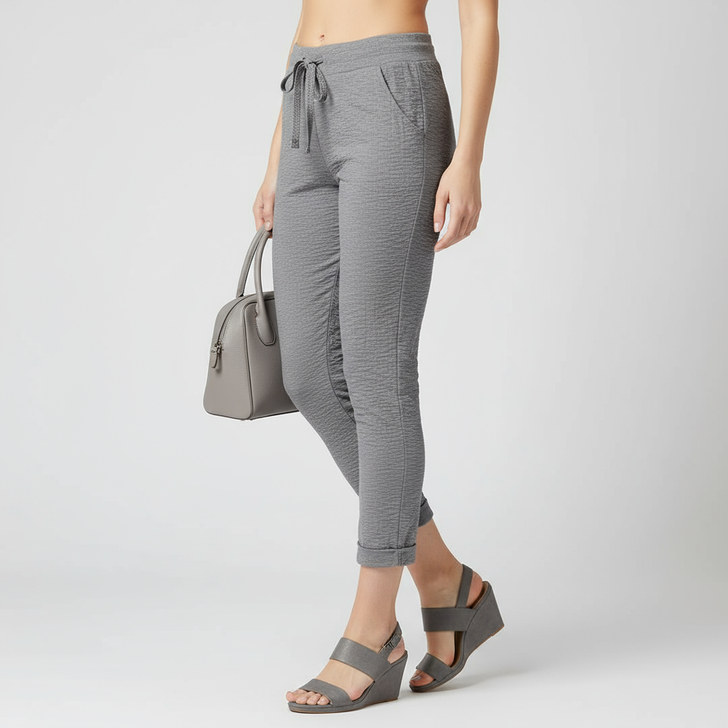 Grey Italian Stretch Plain Magic Pants